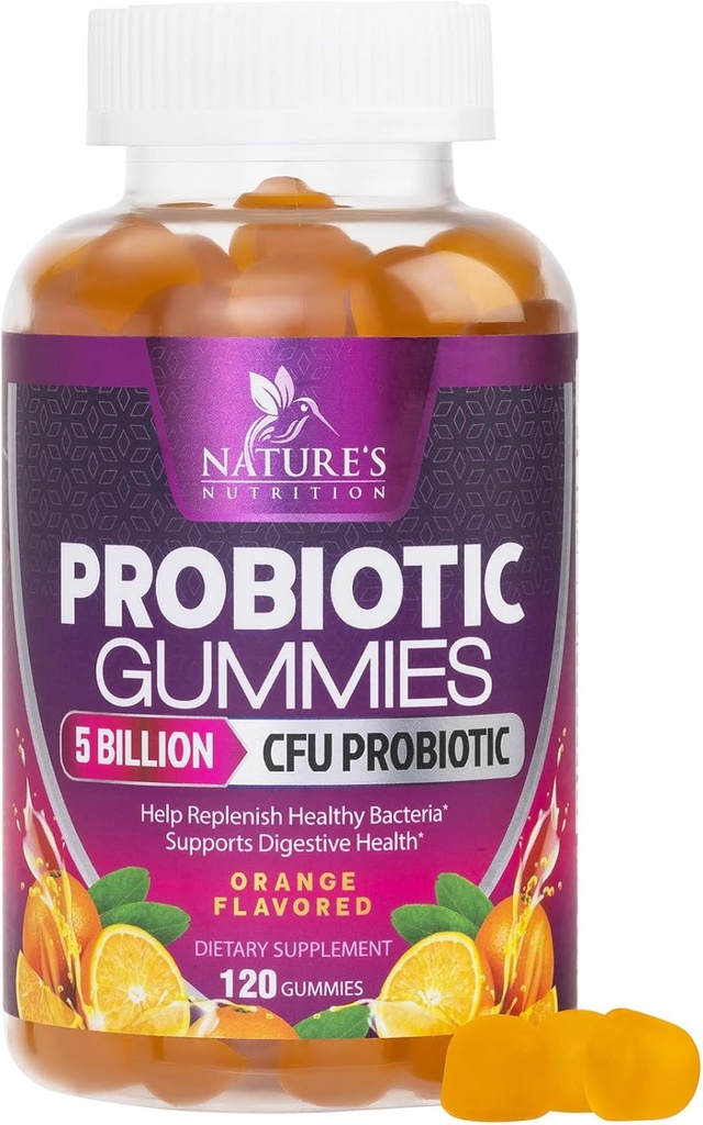 Gummies probióticos para a saúde digestiva das mulheres e homens, 5 bilhões de UFC, Melhor Gummy Probióticos Diário para Vaginal, Suporte Imune & Gut Saúde, Suporta gás de constipação ocasional & Bloating, 120 chicletes