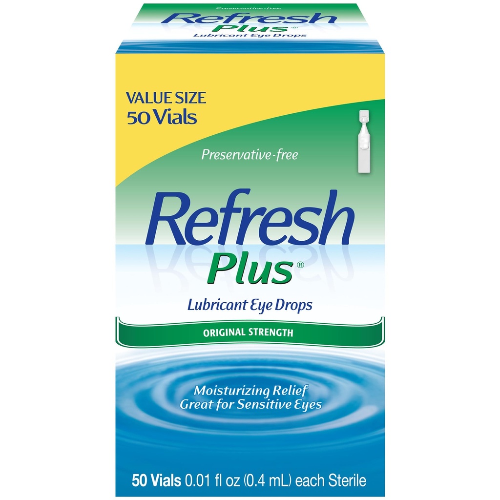 Atualizar mais gotas lubrificantes do olho, sem conservativo, 0,01 Fl Oz recipientes de uso único, 50 contagem, embalagem maio Vary