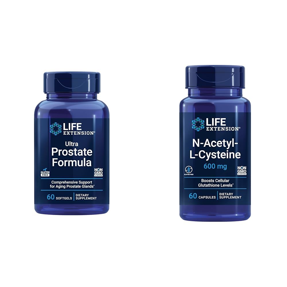 Fórmula Ultra Próstata de Extensão de Vida, Serra Palmetto para homens, pígeo, picada Nettle & N-Acetil-L-Cisteína (NAC), Imune, Respiratório, Saúde do Fígado, NAC 600 mg