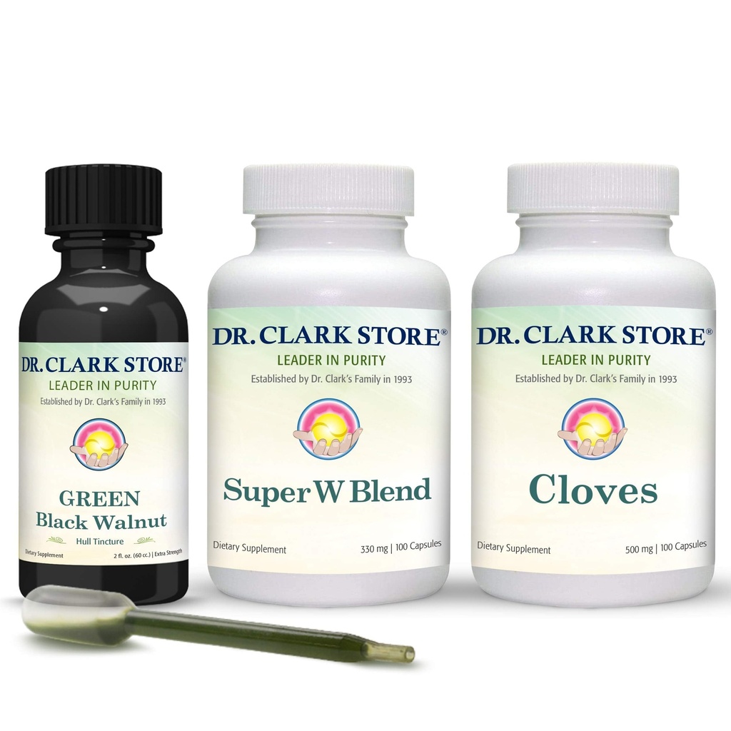 Dr Clark Store Kit de suporte e limpeza de intestines - com Tintura Verde Original de Black Walnut Hulls, Wormwood, e Craves-Ajuda a manter a função intestinal ideal