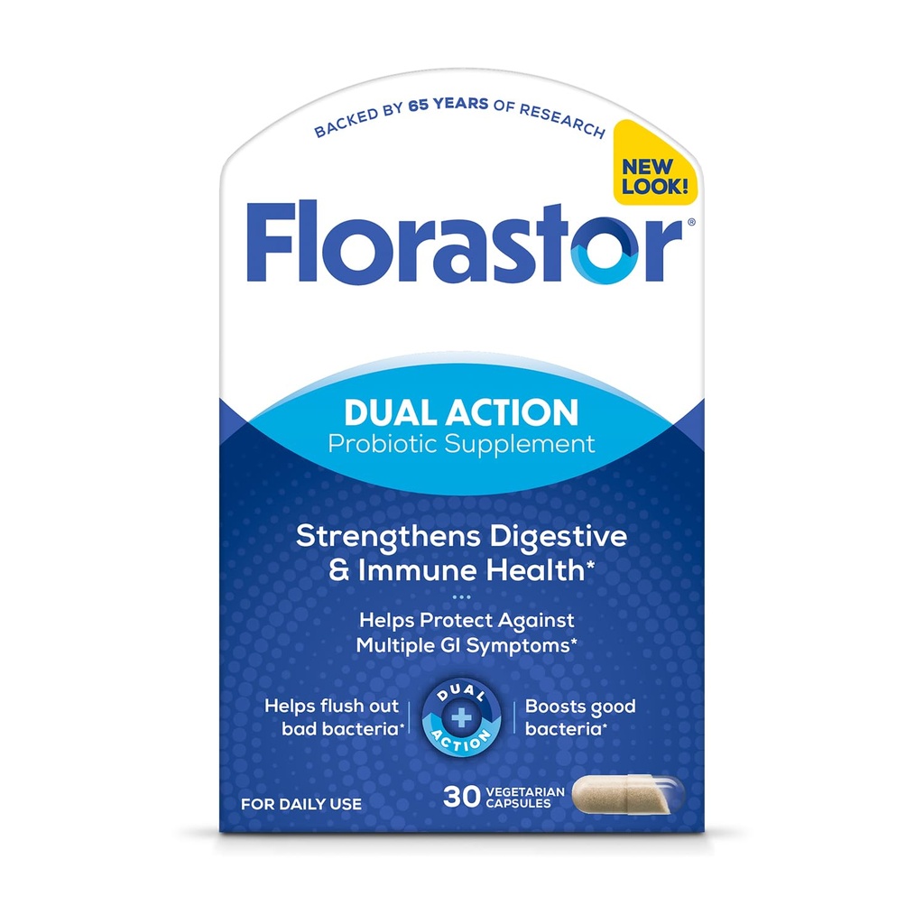 Florastor Probióticos para Saúde Digestiva e Imune, 30 Cápsulas, Probióticos para Mulheres e Homens, Ajuda Flush Out Bad Bacteria, Aumenta o Bem com a nossa única estirpe Saccharomyces Boulardii