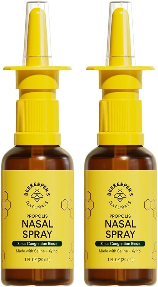Apicultor Naturals Pulverizador nasal para adultos com Própolis, Xylitol & Salina, Clears Congestão nasal, Hidrata Canal Sinus, & Decongestiona Cavidades Sinus, 1 fl oz (Pacote de 2)