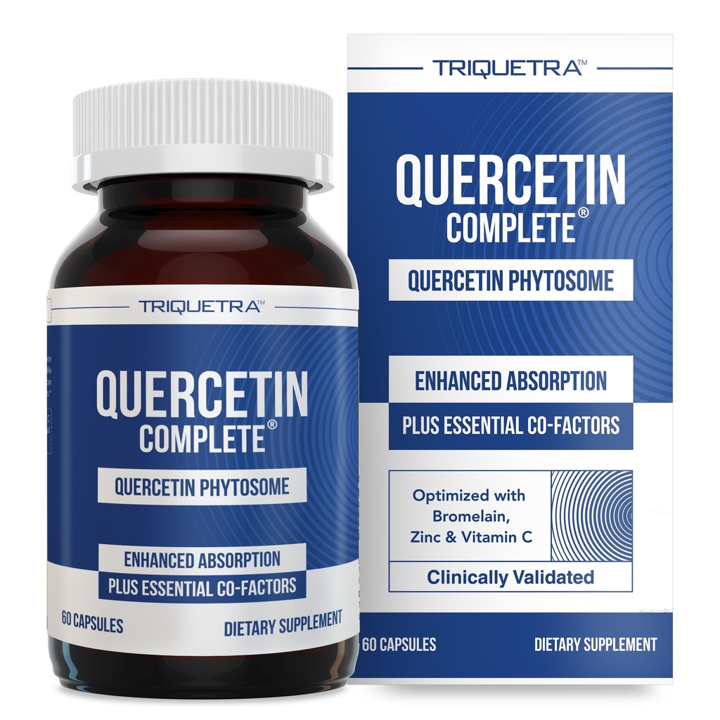 Quercetin Complete® Quercetin Phytosome com 50X Absorção mais elevada, clinicamente comprovada e patenteada Quercefit – forma mais eficaz de Quercetin – aprimorada com bromelaína, zinco e vitamina C (60 cápsulas)