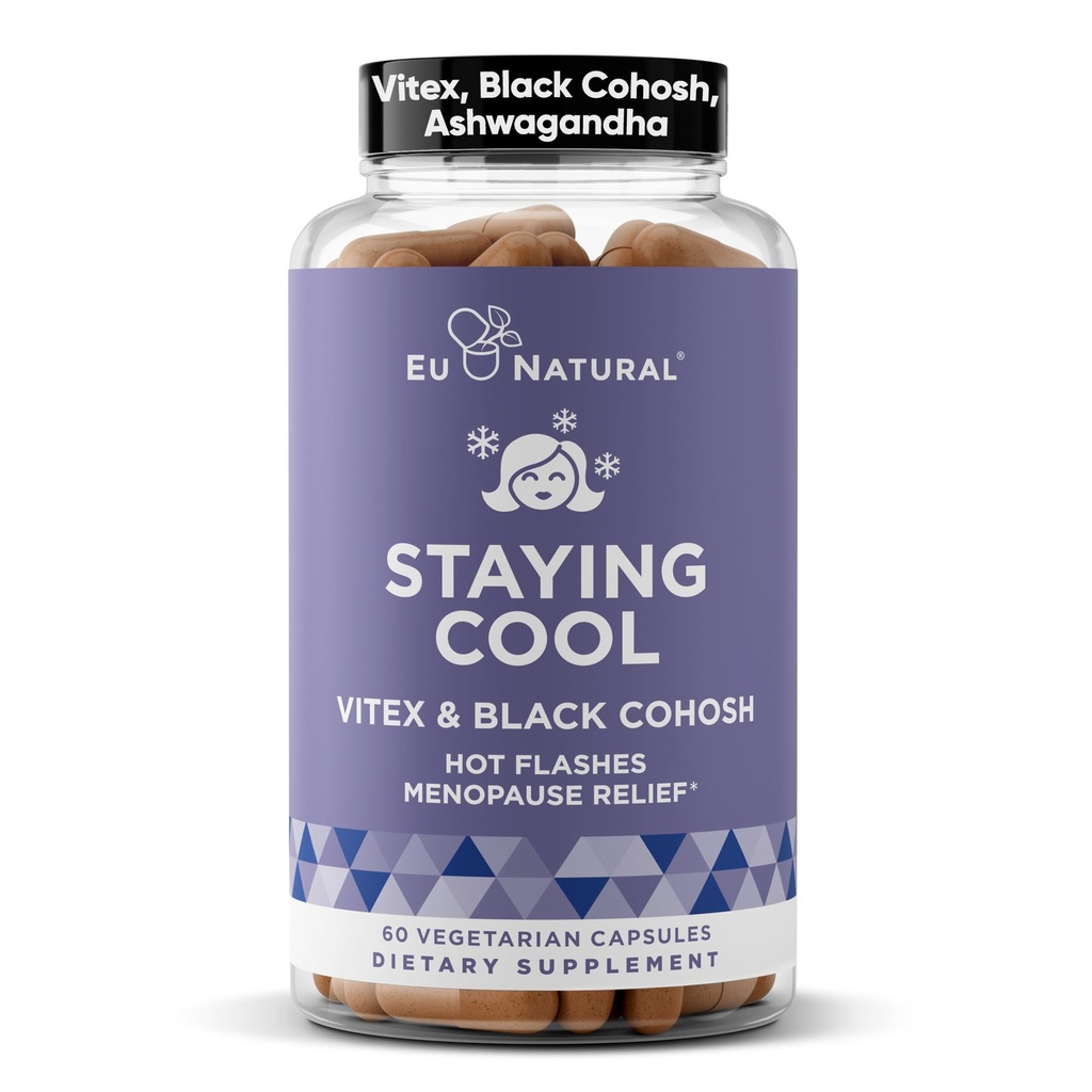Mantendo frescos suplementos de menopausa para as mulheres – alívio de flash quente hormonal, suporte de peso, e suores noturnos – Vitex Chaste Tree & Black Cohosh – 60 cápsulas macias vegetarianas