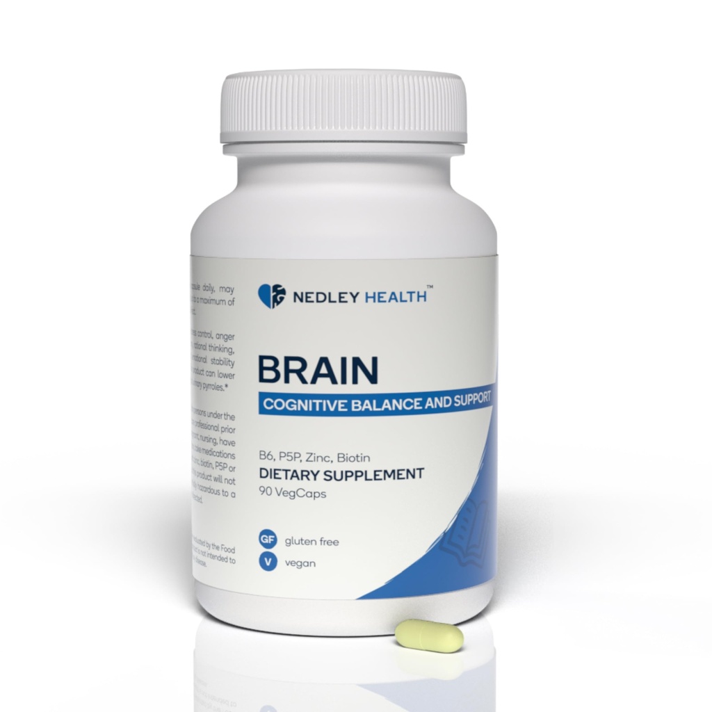 Cérebro - Suplemento de Suporte Neurotransmissor Equilibrado - Zinco, B6, Biotina para Função Cognitiva - 90 Cápsulas Veggie (Cérebro)