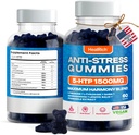 Pastilhas de alívio de estresse - 1500MG 5HTP com L-Theanina Gaba & L-Tyrosine - Suplemento de ervas Ashwagandha Suporta alerta intelectual Mood Booost suplementos de humor Vegan para crianças e adultos Made in USA