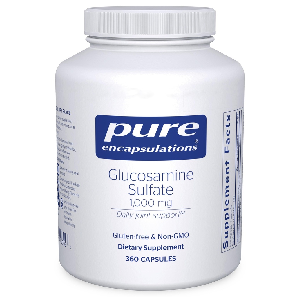 Encapsulamentos puros Sulfato de glucosamina 1.000 mg .. Suplemento para Apoio e Mobilidade Conjuntas, Saúde da Cartilagem e Tecido Conectivo * 360 Cápsulas