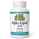 Factores naturais Ácido Alfa-lipóico 100mg Cápsulas, 60-Count