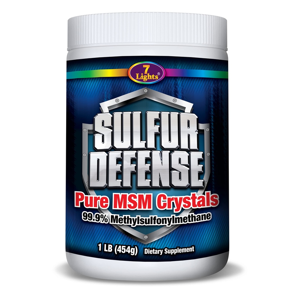 7 Luzes de defesa de enxofre Opti-MSM 99,9% Puro HSH Pó de □ Suplemento dietético para articulações, pele e suporte imunológico – cristais orgânicos de metilsulfonilmetano, Vegan, Não-GMO, Gluten-Free – Made in USA (1 LB)