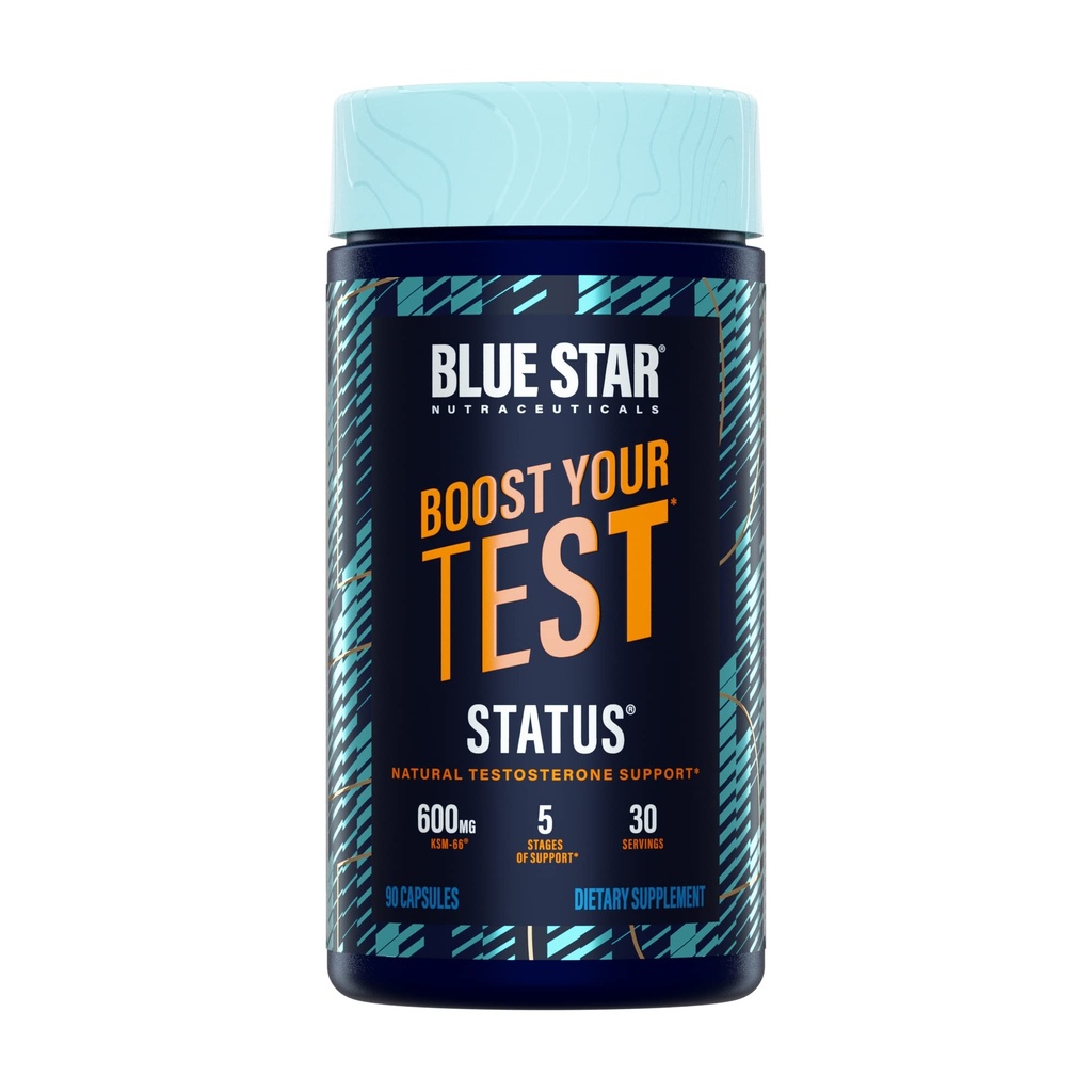 Estado Nutraceuticals Estrela Azul - Testosterona Booster para homens - w/KSM 66 Ashwagandha - vigorar a resistência, crescimento muscular e energia .