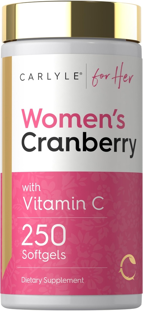 Carlyle Cranberry Pills para as mulheres, 250 Softgels, suplemento concentrado de extrato com vitamina C e E, não-GMO, sem glúten, para ela