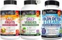 Suplemento diário de frutas e legumes para mulheres e homens (1 mês de fornecimento) Mais 15 dias de limpeza para Colon e Gut Saúde