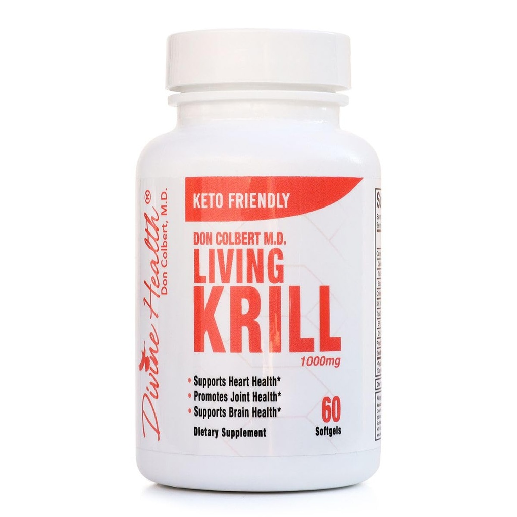 Saúde Divina Dr. Colbert, MD Vivendo Krill Óleo 1000mg Por Softgel Plus DHA & EPA