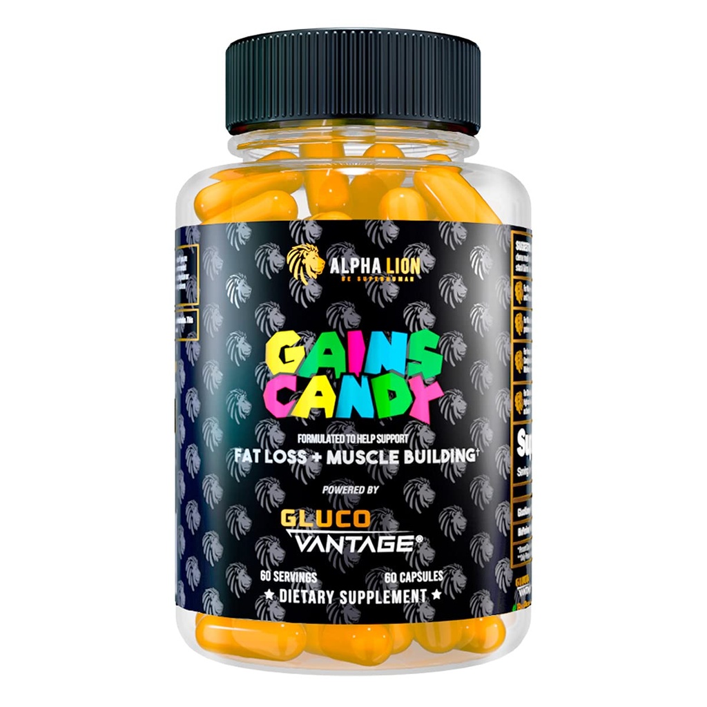 ALPHA LION ganha doces, suplementos de pílulas que suportam perda de peso, construção muscular, diminuição de gordura corporal, atualização de energia e desempenho de treino, 60 cápsulas (DHB Berberine-GlucoVantage®)