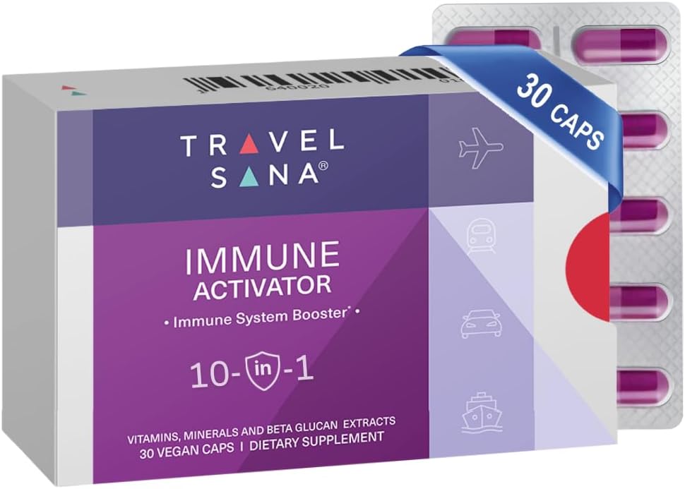 Imune Activator (Immune Activator) 10-em-1 Imune Booster (Immune Support Supplement) com Beta-Glucan, Vitamina C, A, D3, B6, B9, B12, Zinco, Selenium e Manganês (30 cápsulas Vegan)