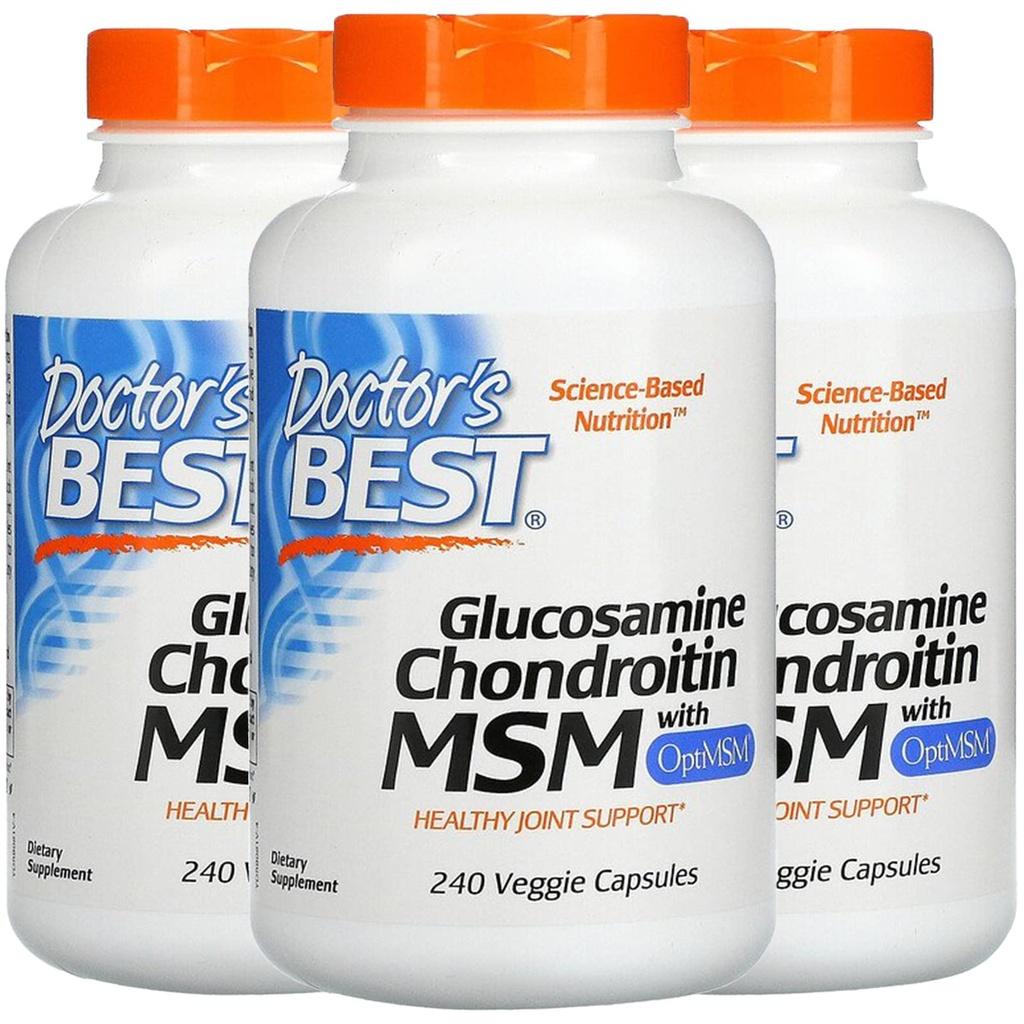 Médico BEST, (3 embalagem Glucosamina Condroitina HSH com OptiMSM, 240 tampas Veggie