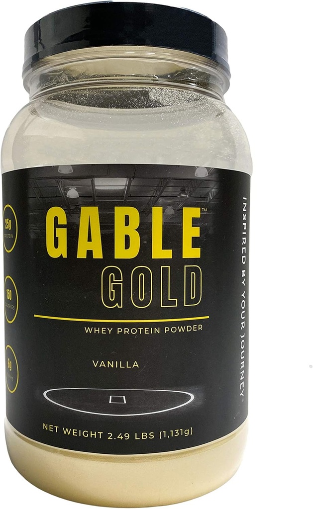 Silver Star Nutrition, Gible Gold Vanilla Whey Protein Powder + MCT Óleo & Inulina, Sem açúcar adicionado, 25g de proteína por serviço, 30 Servings, 2.49 Lbs