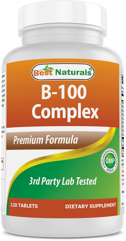 Melhor Complexo Natural B-100 para adultos, 120 Comprimidos