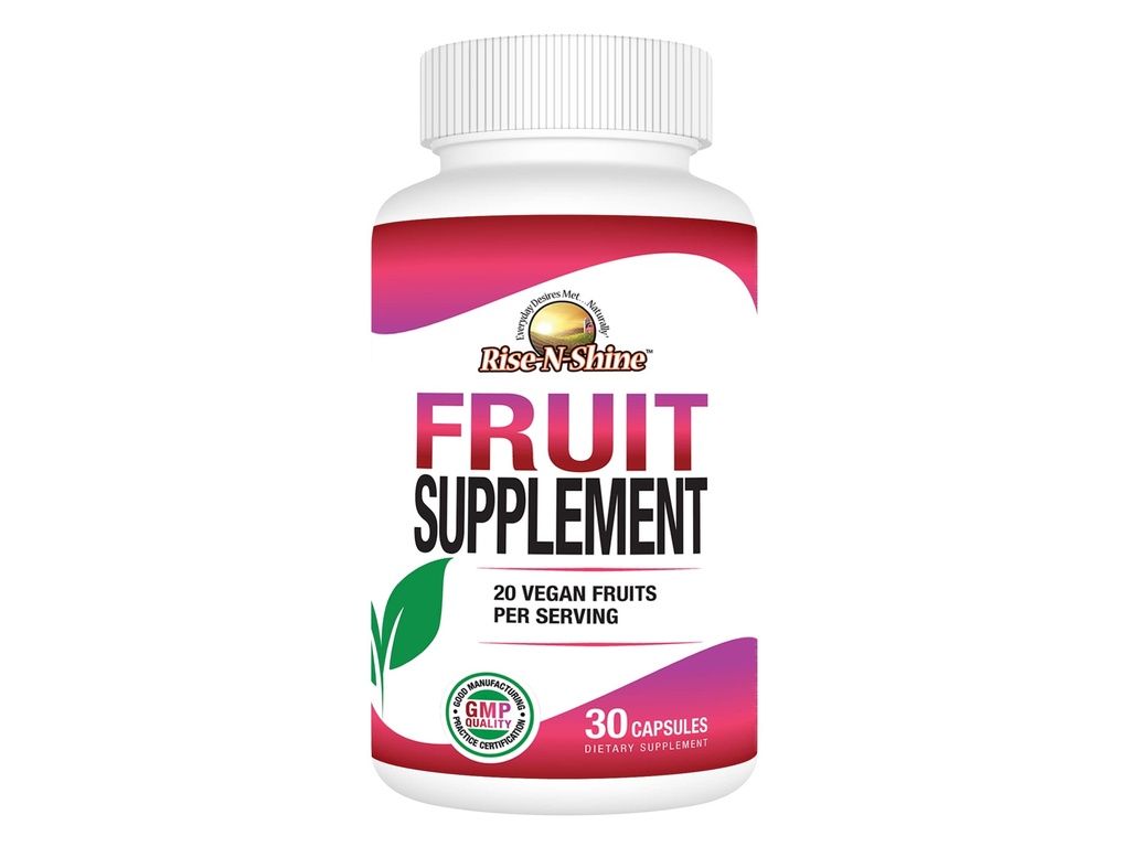 Suplemento de fruta com 20 Misturas de frutas - Vitaminas Energéticas para Mulheres e Homens Fonte de 30 dias (30 cápsulas)