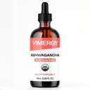 Vimergy USDA Organic Ashwagandha Liquid Extract, 57 Servings –Stress Supplement Drops – Adaptogen - Suporta função cognitiva – Apoio ao sono – Livre de álcool, Não-GMO, Vegan & Paleo Friendly (115 ml)