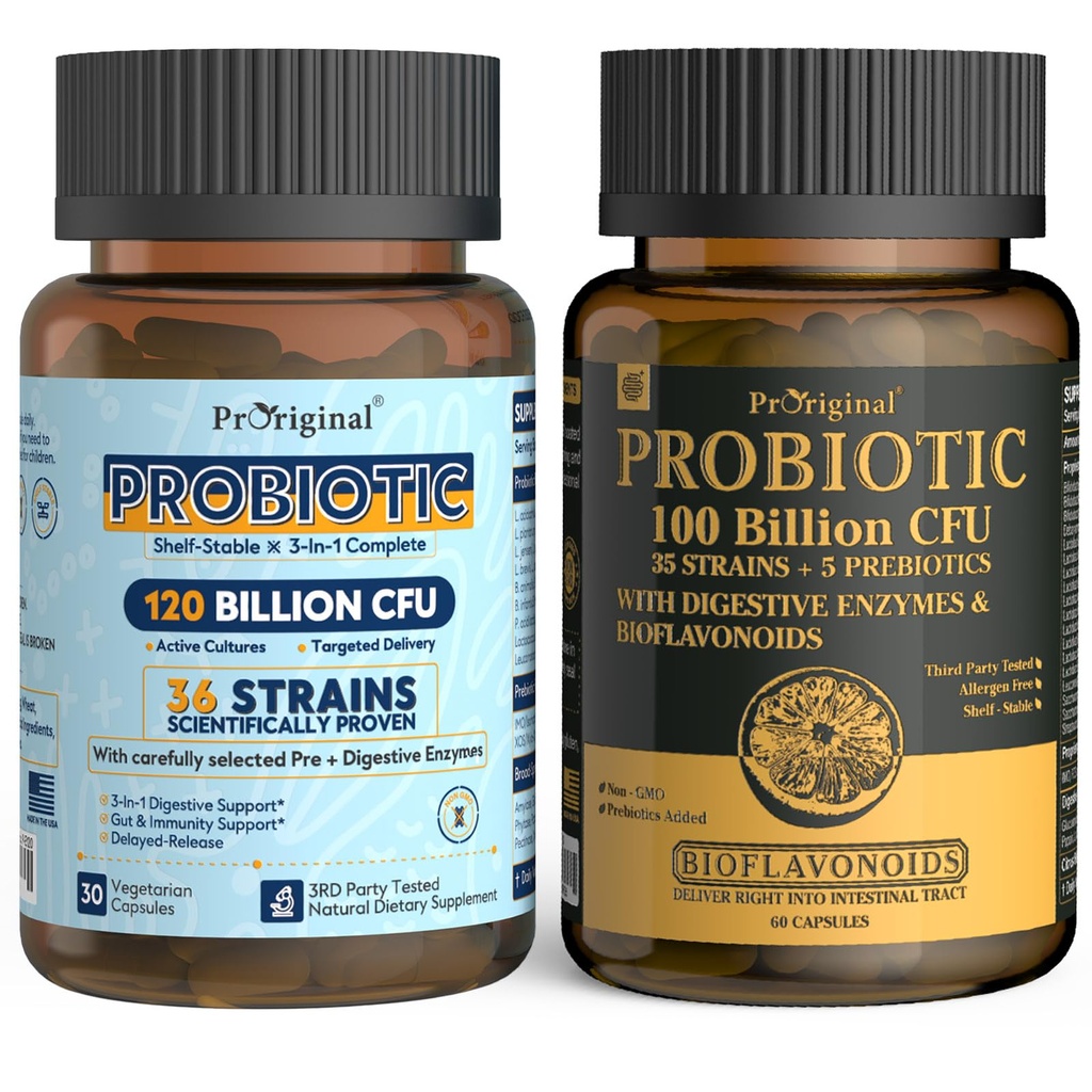 Probiótico 100 bilhões UFC + 120 bilhões UFC para Gut & Digestive Health, Vegan Acidophilus Probiótico Suplemento