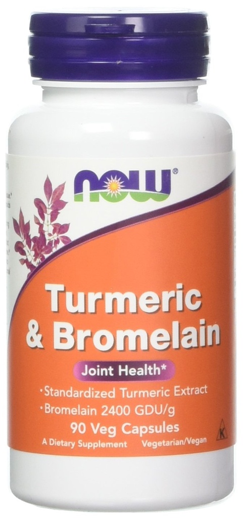 NOW Foods Turmeric & Bromelain, 90 Cápsulas Vegetais (2 Embalagens)
