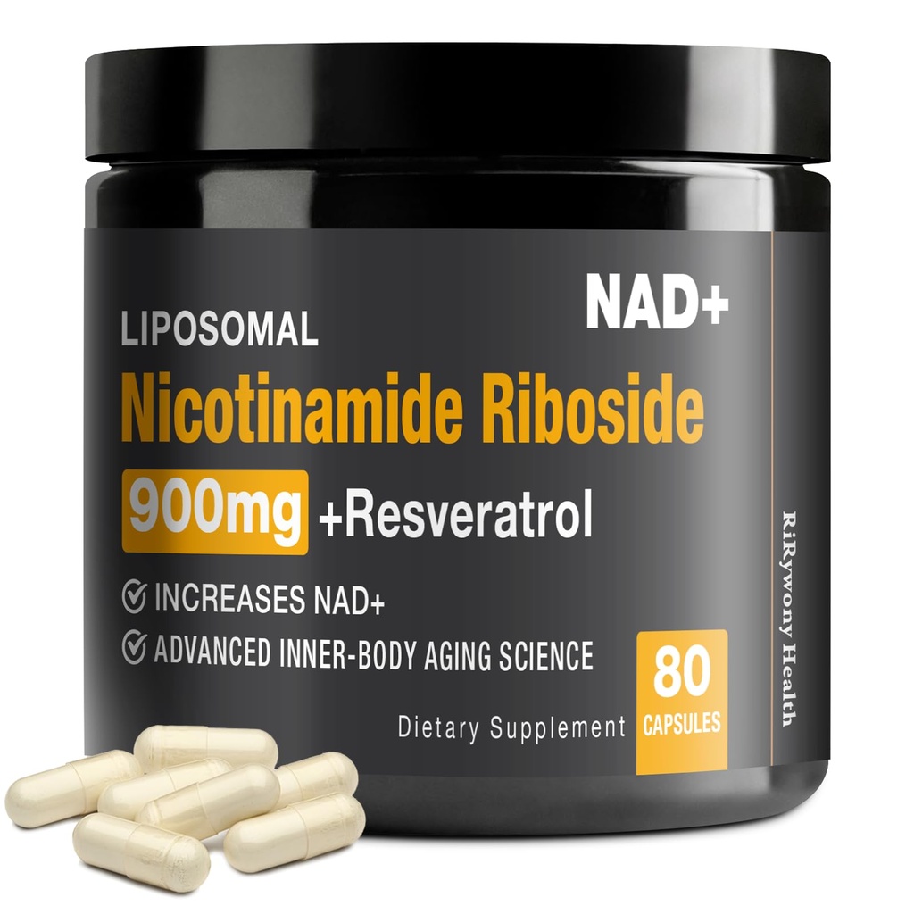 NAD Suplemento - NAD+ com Nicotinamida Riboside (NR) e Resveratrol Quercetin 900mg NAD Puro Orgânico Plus para reparo celular Função cerebral saudável envelhecimento, 80 Cápsulas