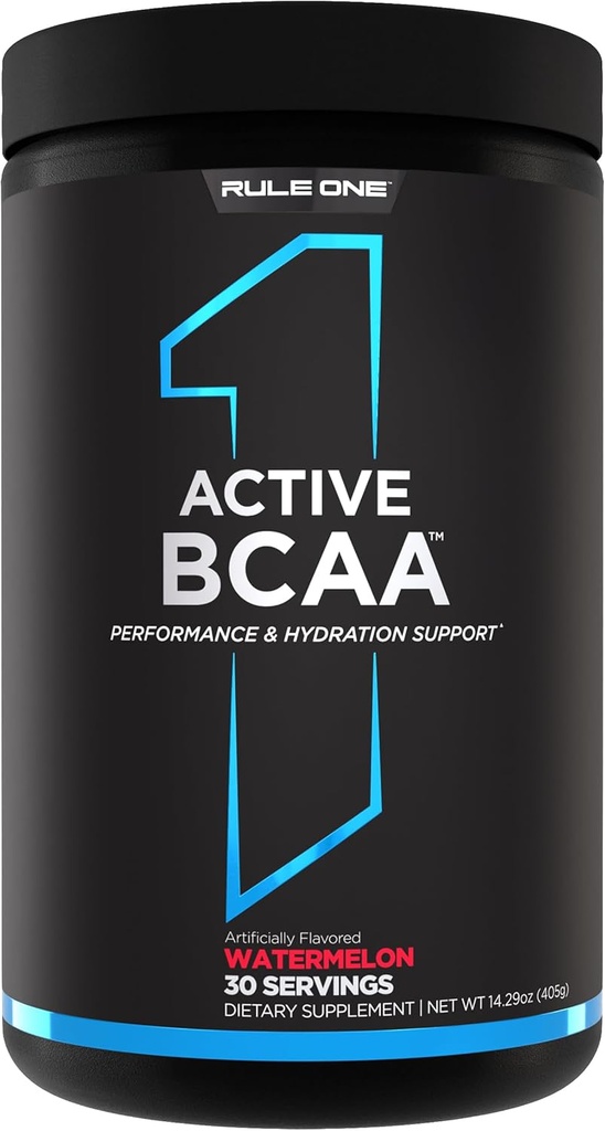 Regra 1 BCAA ativo - Desempenho, hidratação e suporte de recuperação com 5g BCAAs + Eletrólitos, L-Glutamina e Citrulina (30 Servões, Melancia)