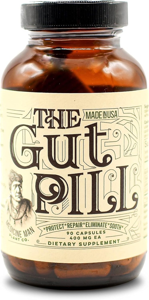 The Gut Pill 90 Cápsulas - Suplementos naturais de saúde para Mulheres e Homens para Reparo de Gut Vagabunda - Com Erva de raiz de Marshmallow, flor de Calendula, frutas de Triphala, e Lactobacillus Acidophilus