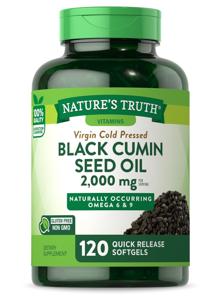 Nature's Truth Black Seed Oil Pills (Pílulas de óleo de sementes pretas) 2.000mg (Pils) 120 Softgels (Cumin prensado frio virgem)