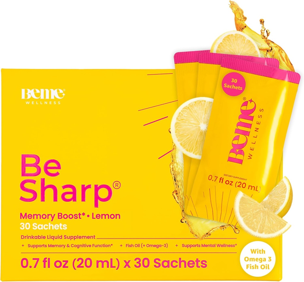 BeMe Liquid Omega 3 Fish Oil - Curcumina Turmérica, Extrato de Balm Limão e Suplemento Omega 3 para Mulheres - patenteado EPAX® para Absorção Rápida e alta biodisponibilidade - Suporta Memória e Saúde do Cérebro