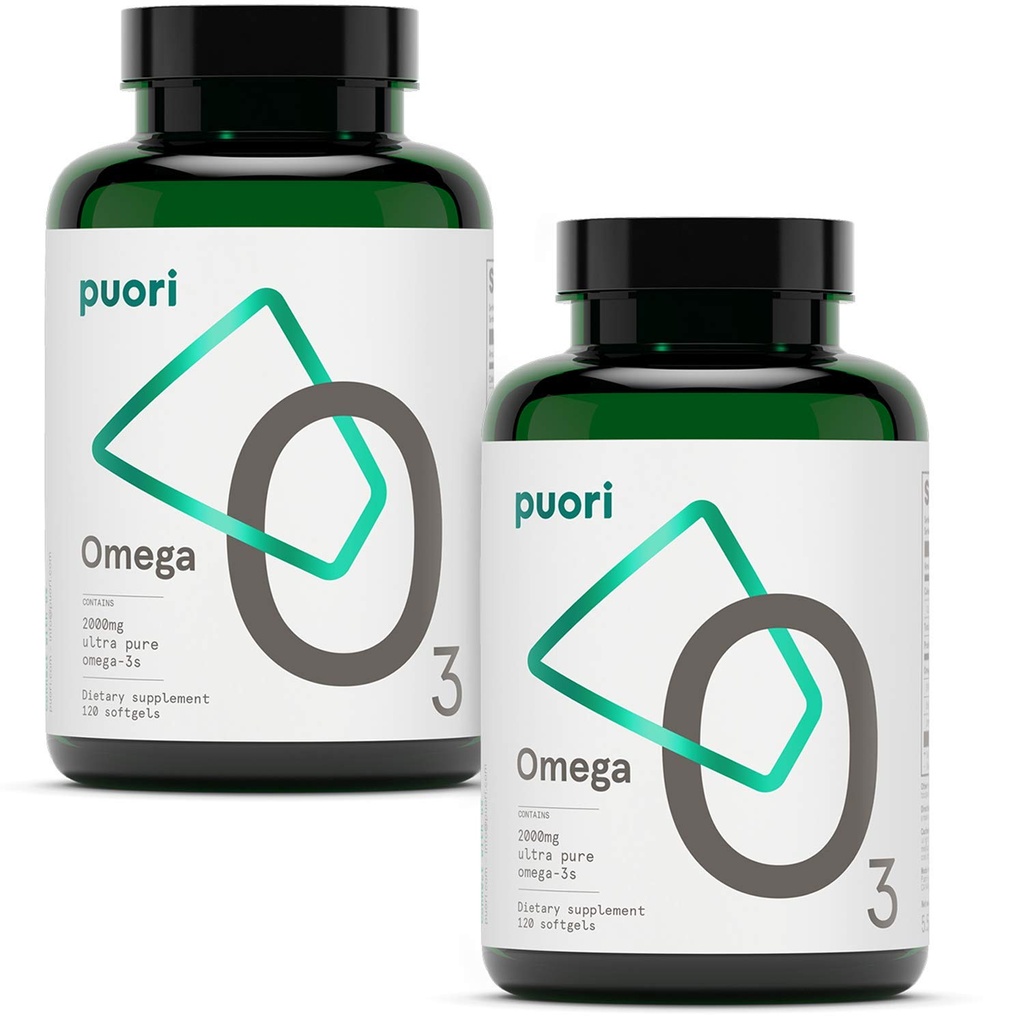 Puori Omega 3 Fish Oil Supplement - Ultra Puro & Arroto Wild Caught Fish Oil com 2000mg Omega 3 Fatty Acids,1250mg EPA & 500mg DHA suporta coração, cérebro e saúde ocular - IFOS Certificado - 240 Softgels