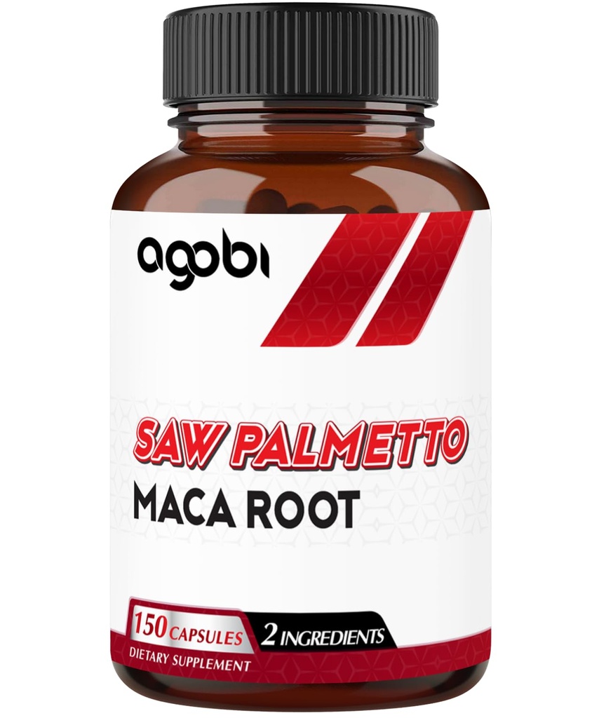 agobi Saw Palmetto Supplement with Maca Root - High Extract Support for Hair Health, Restful Mood & Energy Support - 150 Cápsulas Veggie