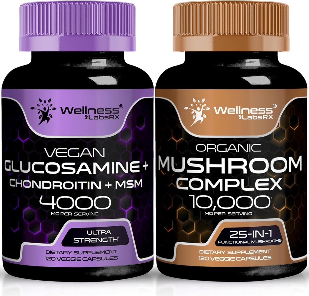 WELLNESS LABSRX Glucosamine Chondroitin HSHM Cápsulas Suplemento de cogumelos