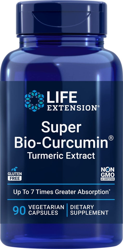 Extensão de vida Super Bio-Curcumin Turmeric Extract 400mg, 90 Veg Caps - Cápsulas Vegetarianas - Não-GMO - Altamente Absorvível