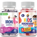Pastilhas de magnésio para crianças 500mg & Pastilhas de ferro para adultos - Vitaminas de ferro com vitamina C
