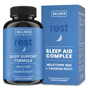 WellPath Rest Valerian Root Sleep Aid for Adults with Melatonin & L-Theanina . Pílulas para dormir naturais e ervas com força extra .