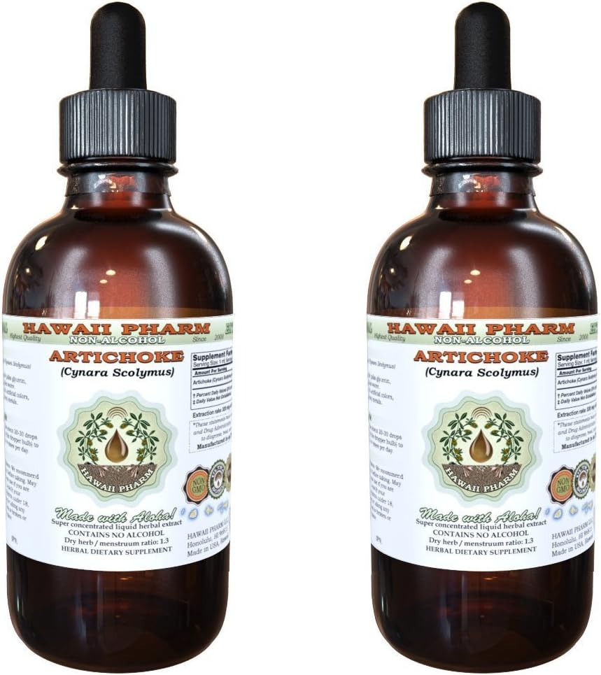 Extrato Líquido Livre de Álcool, Alcachofra Orgânica (Cynara Scolymus) Glicerita de Folha Secada Hawaii Pharm Natural Herbal Supplement 2x2 oz