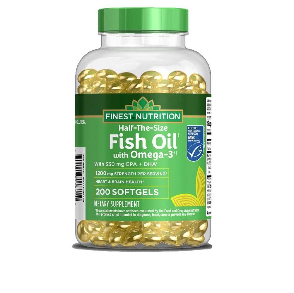 Melhor Nutrição Meio-o-Tamanho Peixe Óleo 1200 mg, Softgels, 200 ea