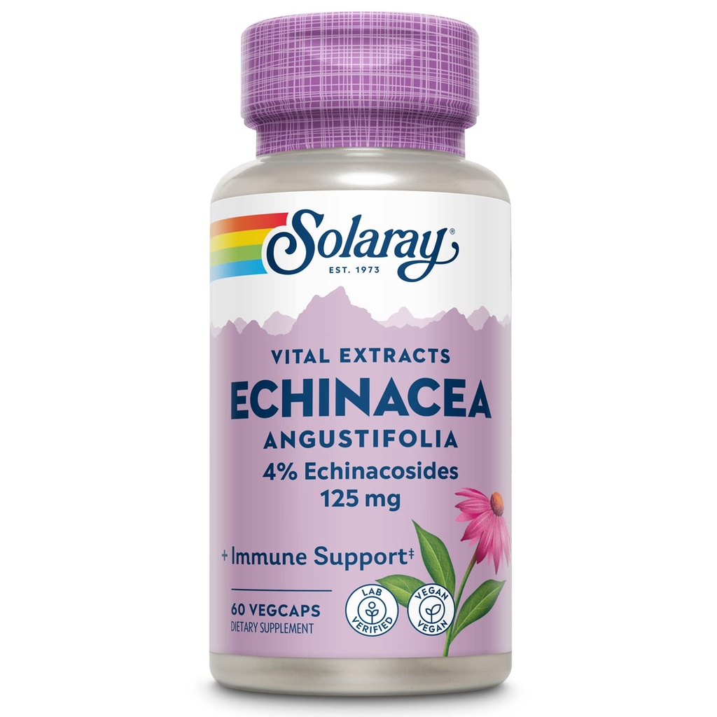 SOLARAY Echinacea Angustifolia Root Extract 125 mg □ Suporte à função respiratória e imunitária saudável