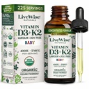 LiveWise Naturals Vitamina D3-K2 Suplemento líquido, gotas de vitamina para lactentes e crianças, para o crescimento saudável, desenvolvimento e bem-estar diário, Dropper fácil de usar em garrafa de vidro, 1 Fl Oz
