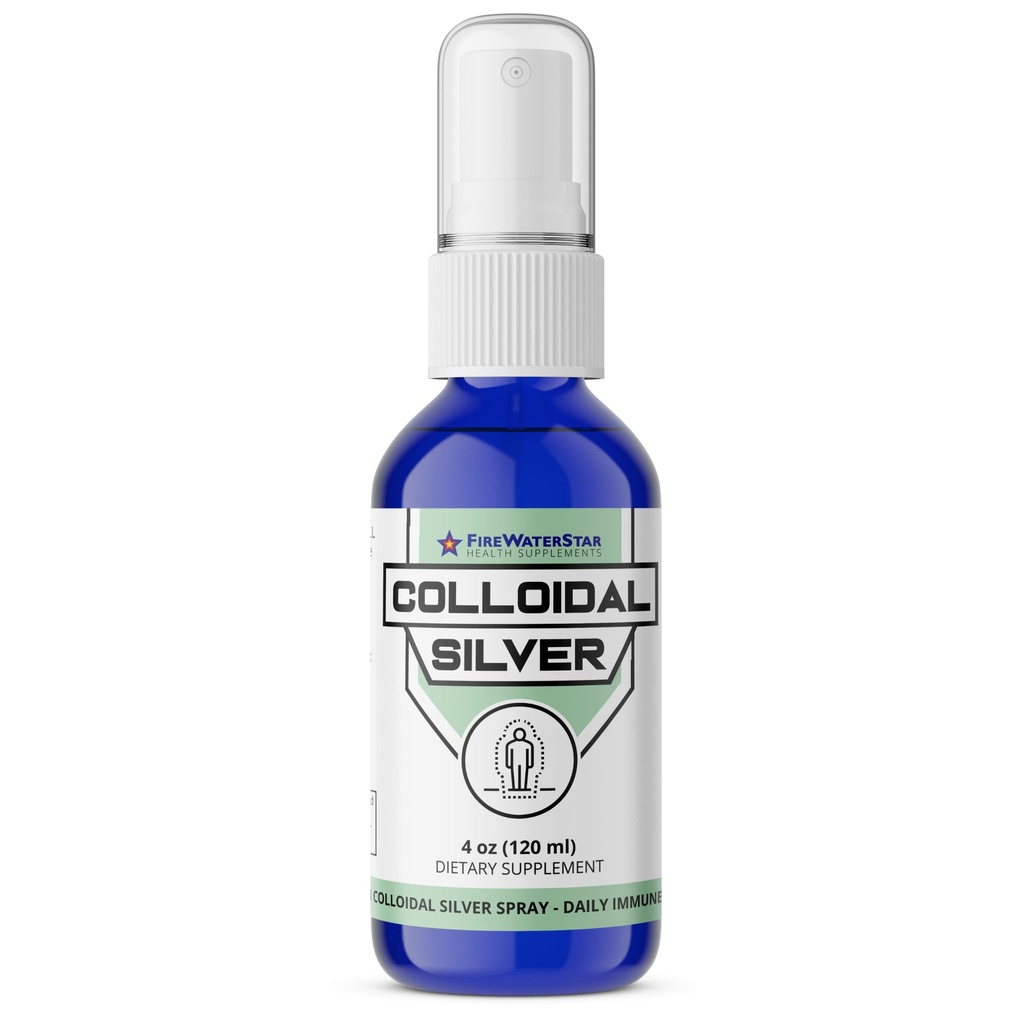 FWS Spray de prata coloidal - 4 oz - prata clara - 50 ppm - 99,99% Prata pura - suporte imunológico diário