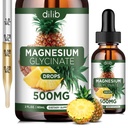 Suplemento de glicinato de magnésio, Líquido de glicinato de magnésio Drops líquido 500mg-suporte alívio de estresse, Relaxação, humor, sono, osso & músculo-2 Fl Oz, Vegan, flavor de abacaxi