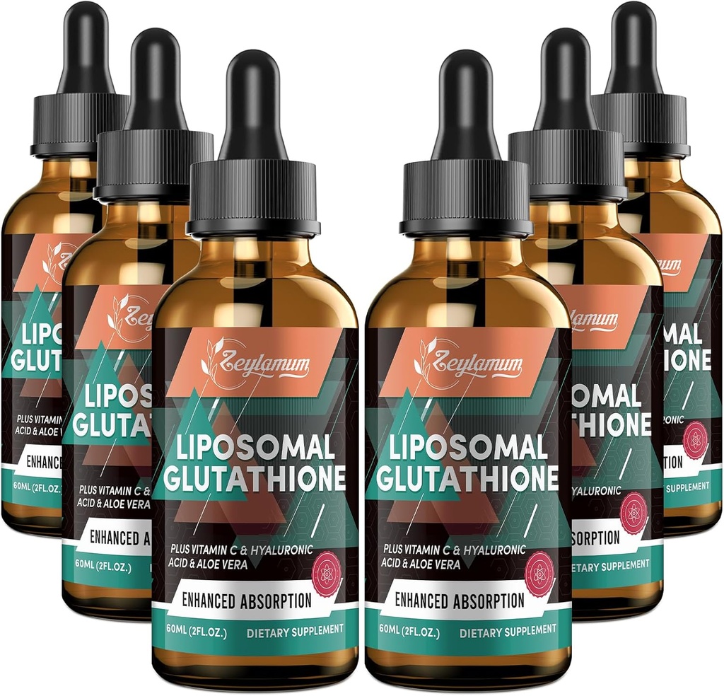 2000MG Gotas Lipossômicas de Glutationa, Absorção Ultra Alta, Destoxificação Natural, Sistema Imune & Suprot Pele*, L-Glutationa, Vitamina C & Ácido Hialurônico, Cápsulas Alternativas, 12.12 OZ