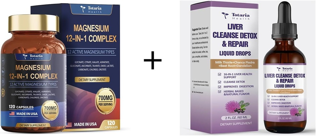 12 em 1 Complexo de Magnésio+Liver Cleanse Detox & Repair Liquid
