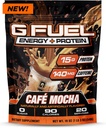 G Fuel Protein + Energy Drink Powder, Mix de cafeína pré-treino para jogos, Sugar Free Focus Amino, Vitamina + Antioxidantes, 19 onças (Cafe Mocha, 20 Servings)