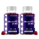 Vitamatic Melatonina 20mg Gummies para Adultos, 30 Servings - 60 Contagem - Suplemento não-Habit Formando (Pacote de 2)
