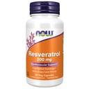 NOW Foods Supplements, Natural Resveratrol 200 mg com Extracto de Vinho Vermelho, 60 Cápsulas Veg