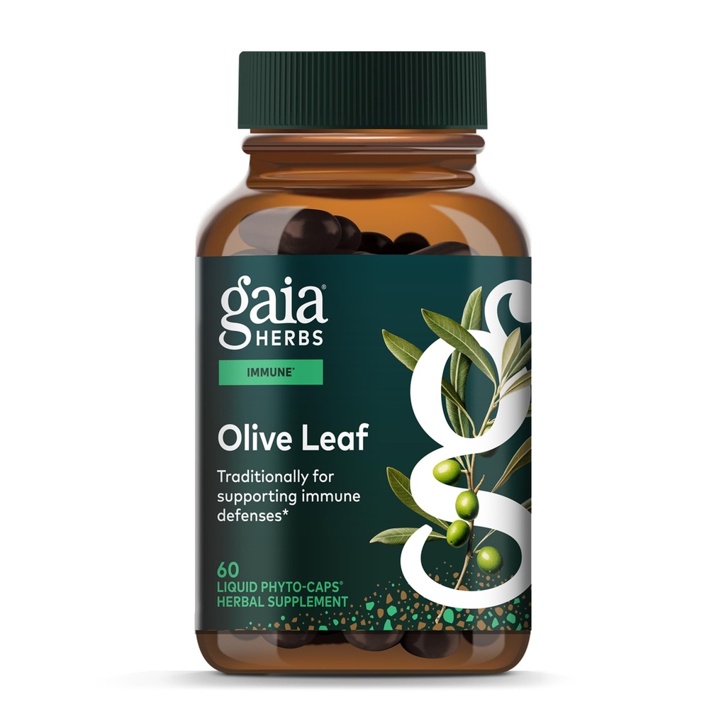 Gaia Herbs Olive Leaf - Apoio à Saúde Imune Tradicional - Suplemento do Sistema Imune com Extrato de Folha de Oliva & Oleuropein* - 60 Vegan líquido Phyto-Caps (fornecimento de 30 dias)