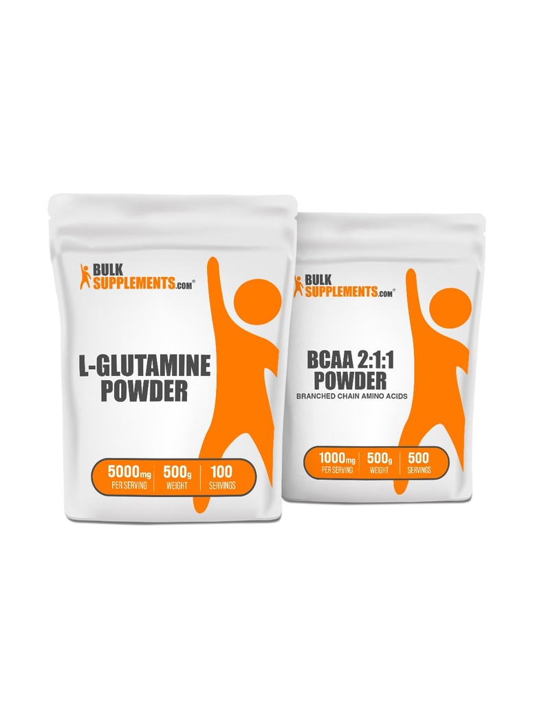 BulkSuplementos L-Glutamina 500g + BCAA 2:1:1 500g